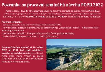 Pozvánka na pracovní seminář k návrhu POPD 2022 a následné zastupitelstvo
